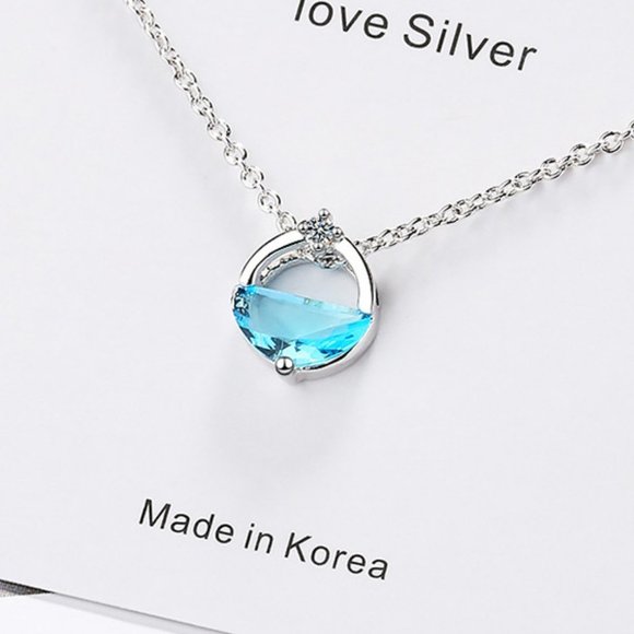 925 Sterling Silver Diamond Waterdrop Necklace - Picture 3 of 3